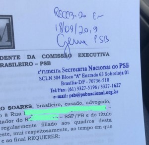Flávio Moreira solicita lista de renúncia do diretório estadual do PSB