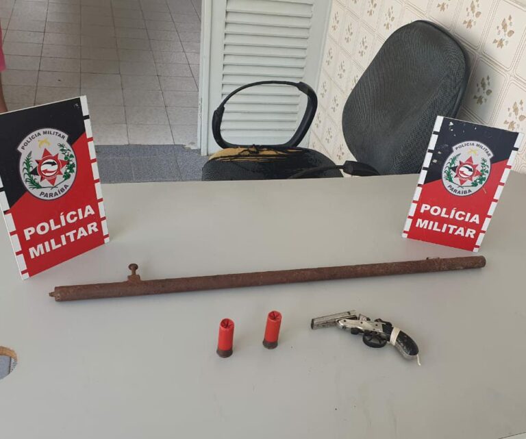 PM apreende arma de fogo e drogas em Pombal