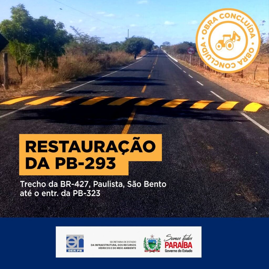 Obras de restauração da PB-293 que liga às cidades de São Bento e Paulista são concluídas