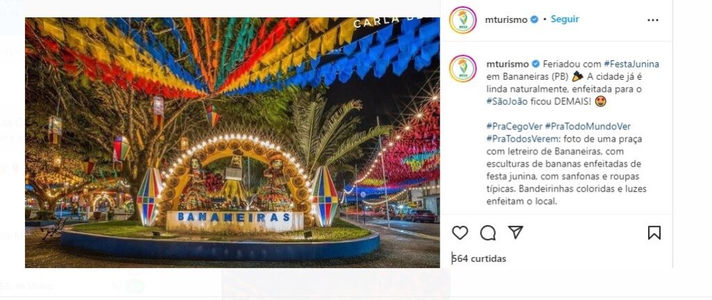 Decoração junina de Bananeiras é destaque nacional pelo Ministério do Turismo