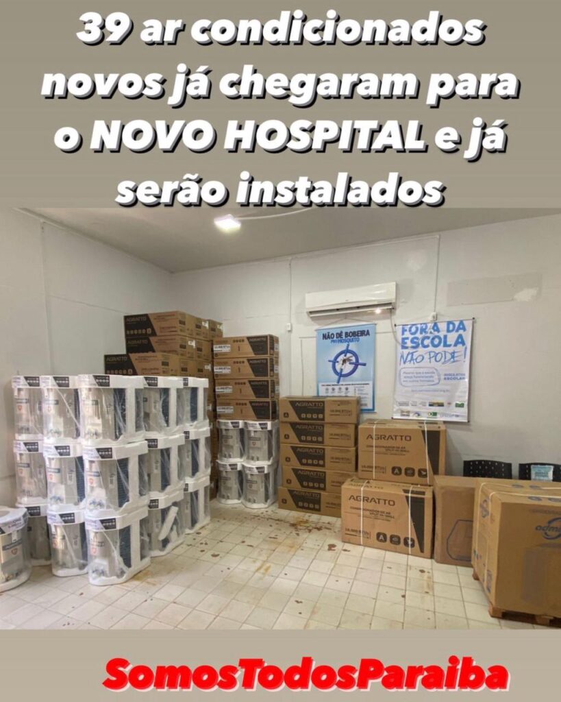 Prefeitura de São Bento recebe 39 ar-condicionados que serão instalados no novo hospital