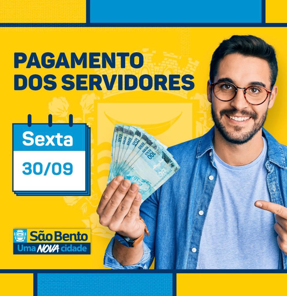 Prefeitura de São Bento paga salários de setembro aos servidores, nesta sexta-feira (30)