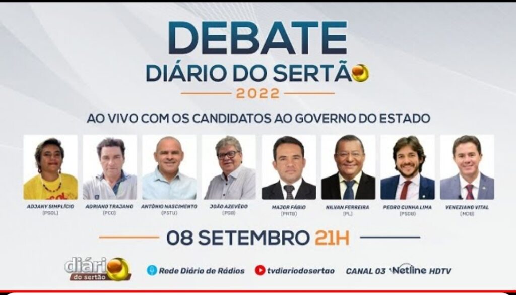 ASSISTA AQUI: Debate com os candidatos ao Governo da Paraíba