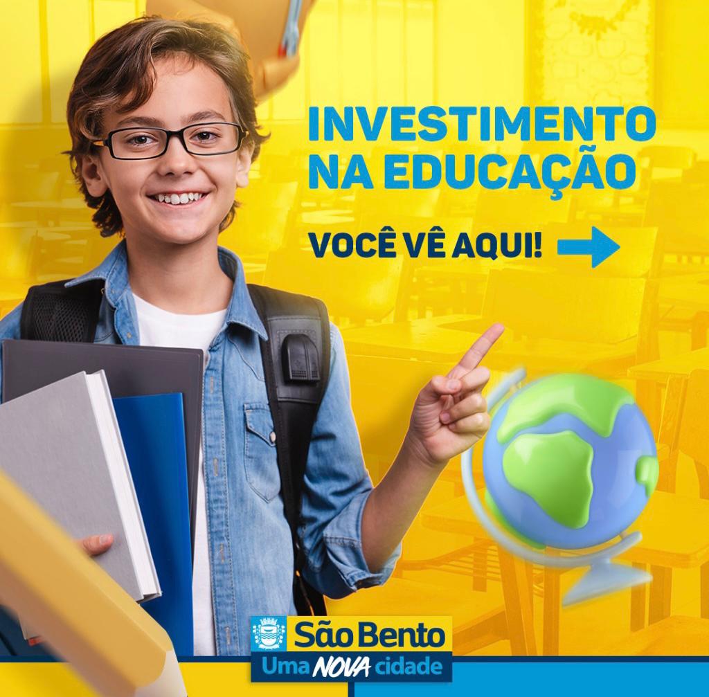 Prefeito de São Bento investe mais de duzentos e sessenta e quatro milhões de reais, em Educação, durante seis anos de administração