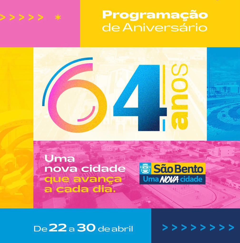 Prefeitura de São Bento divulga Programação do Aniversário de 64 anos da cidade