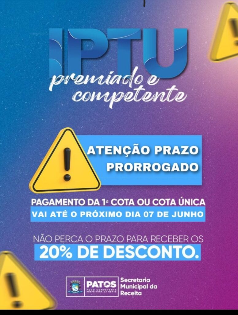 IPTU Premiado: prazo para pagamento da primeira parcela ou cota única, com 20% de desconto foi prorrogado até 07 de junho