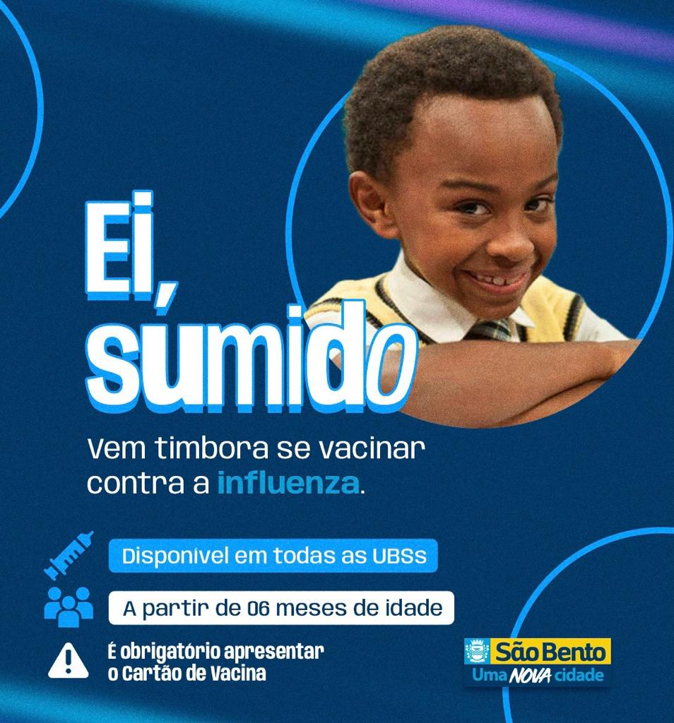Secretaria de Saúde de São Bento alerta população para vacinação contra a influenza
