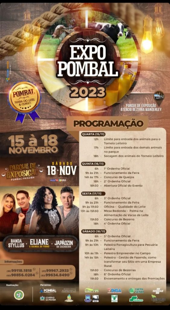 Expo Pombal 2023: programação terá exposição de animais, palestras e concurso de queijos artesanais