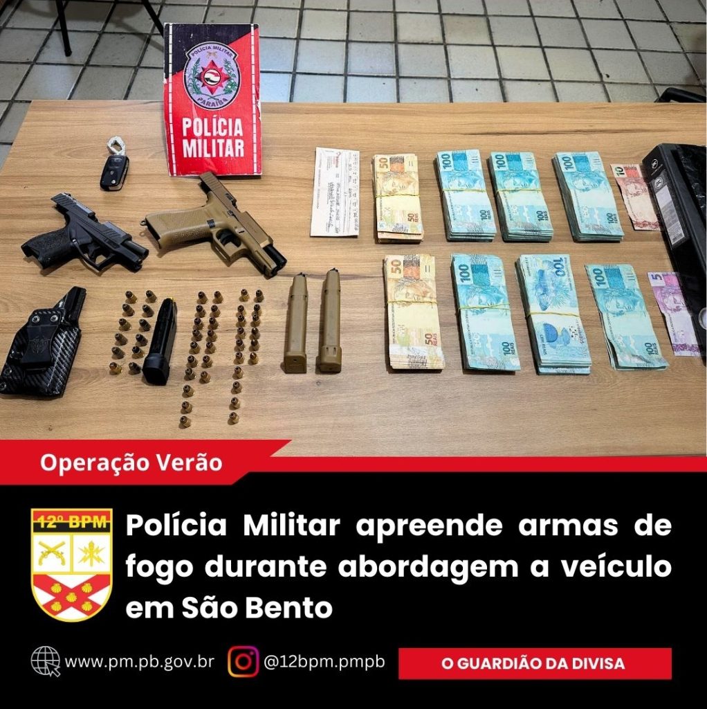 OPERAÇÃO: POLÍCIA MILITAR APREENDE ARMAS DE FOGO DURANTE ABORDAGEM A VEÍCULO EM SÃO BENTO