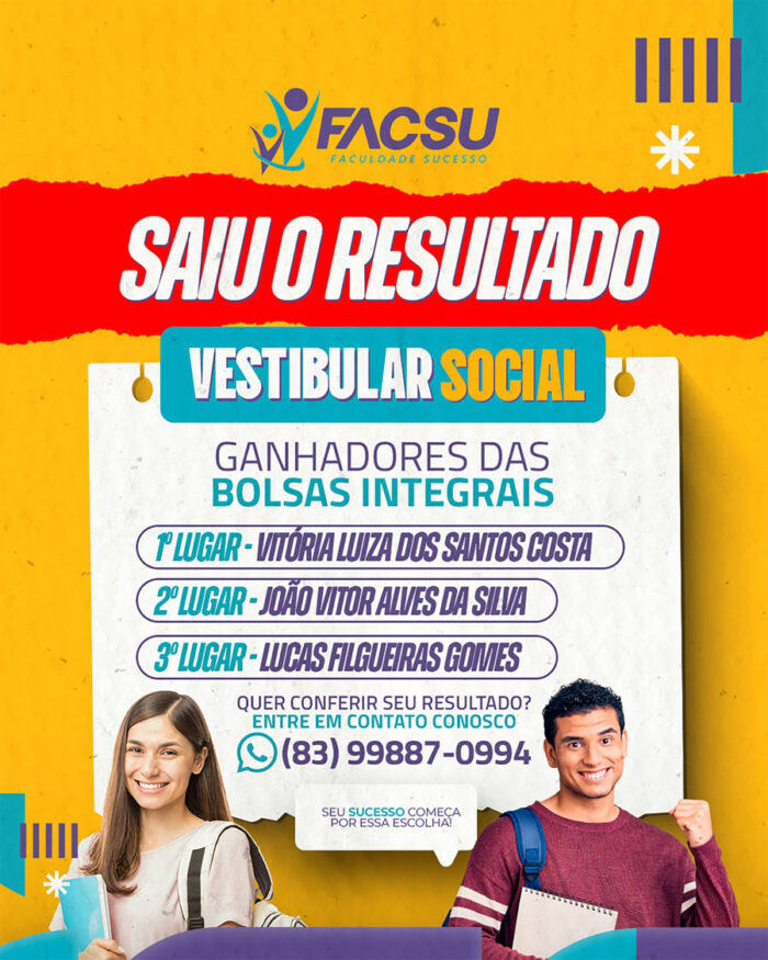 FACSU DIVULGA RESULTADO DO VESTIBULAR SOCIAL 2024