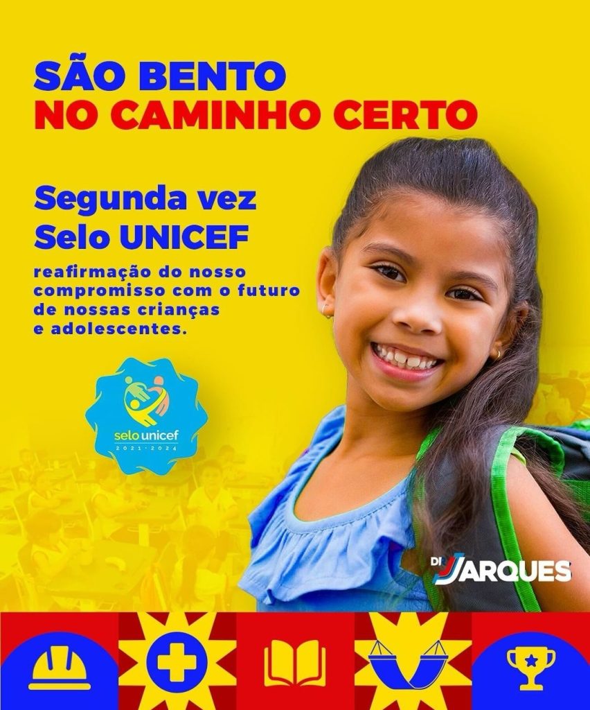 São Bento avança em políticas para crianças e adolescentes e ganha Selo Unicef