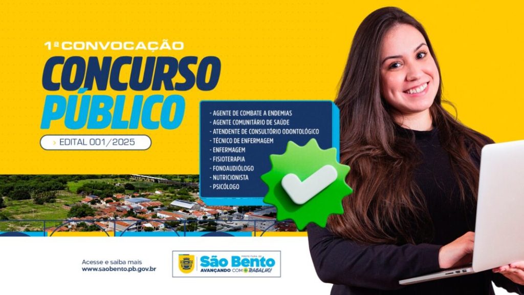 Prefeitura de São Bento-PB convoca 18 aprovados em Concurso Público para diversos cargos