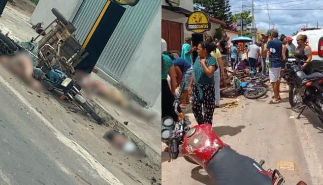 Três adultos e um bebê são atropelados e ficam gravemente feridos na Paraíba